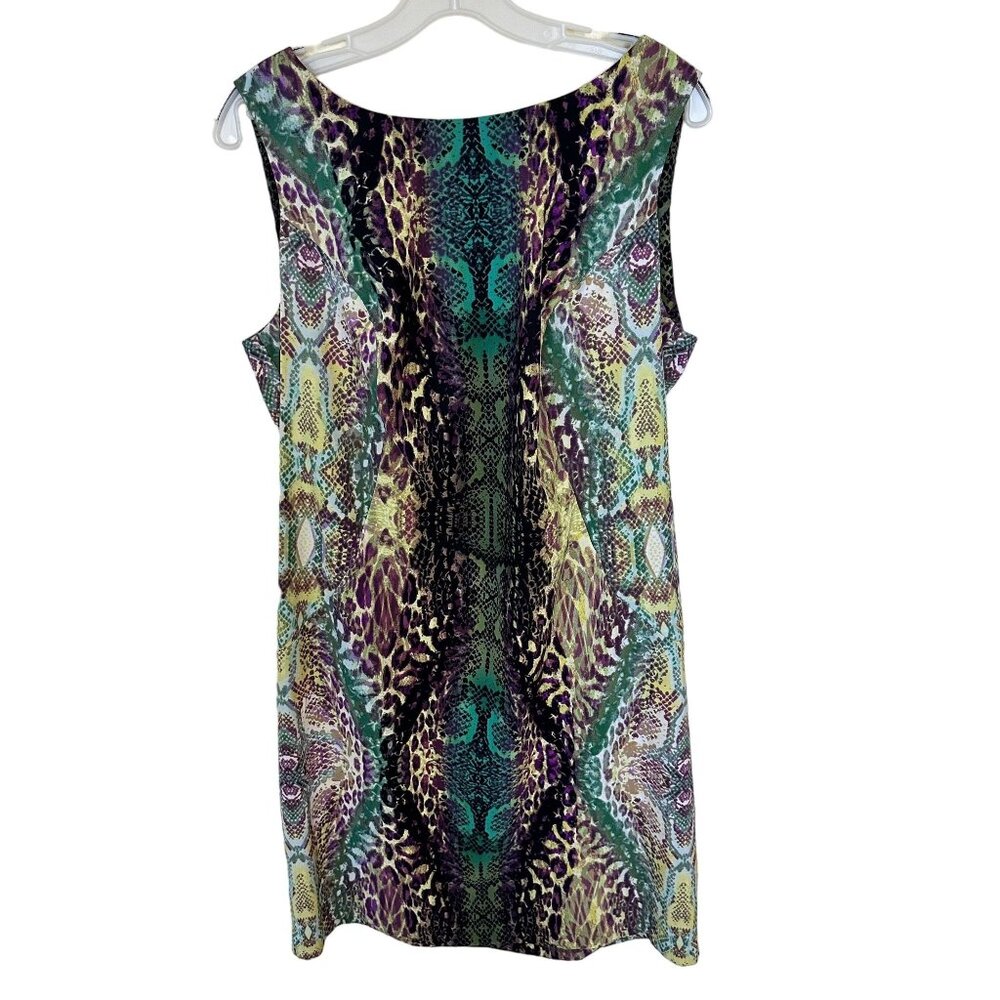 Kim Rogers Womens Sleeveless Multicolor Animal Print Dress Size 1X Knee Length
